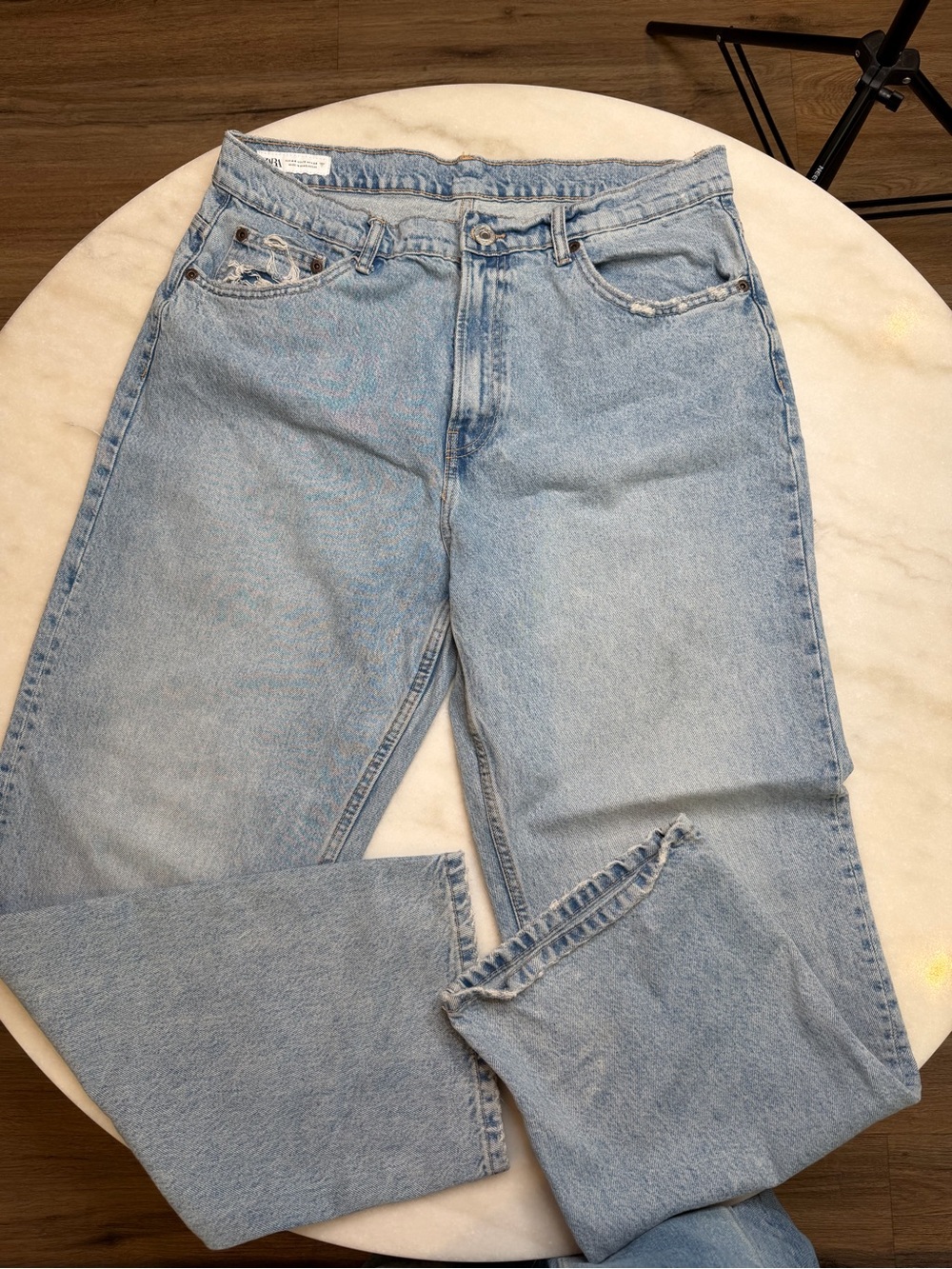 Zara Light Wash Baggy Straight Jeans Size 12